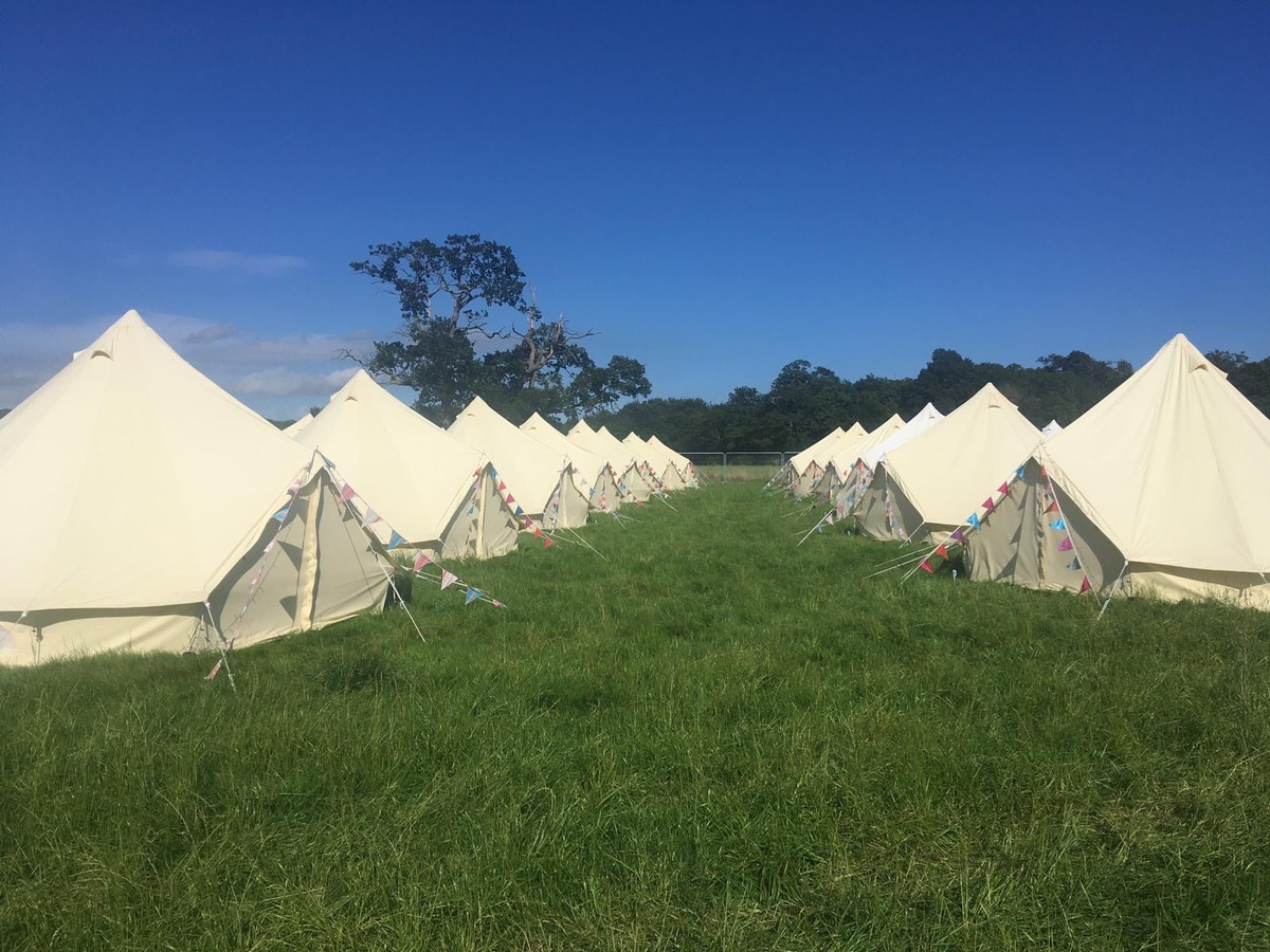 Bell tent glamping village at Cartmel Fields